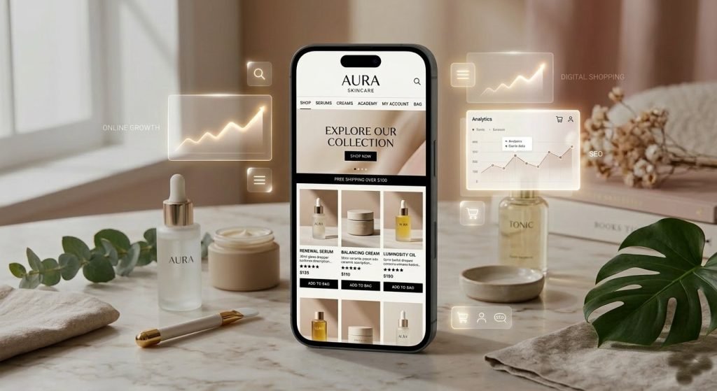 professional beauty website design for USA skincare and cosmetics brands