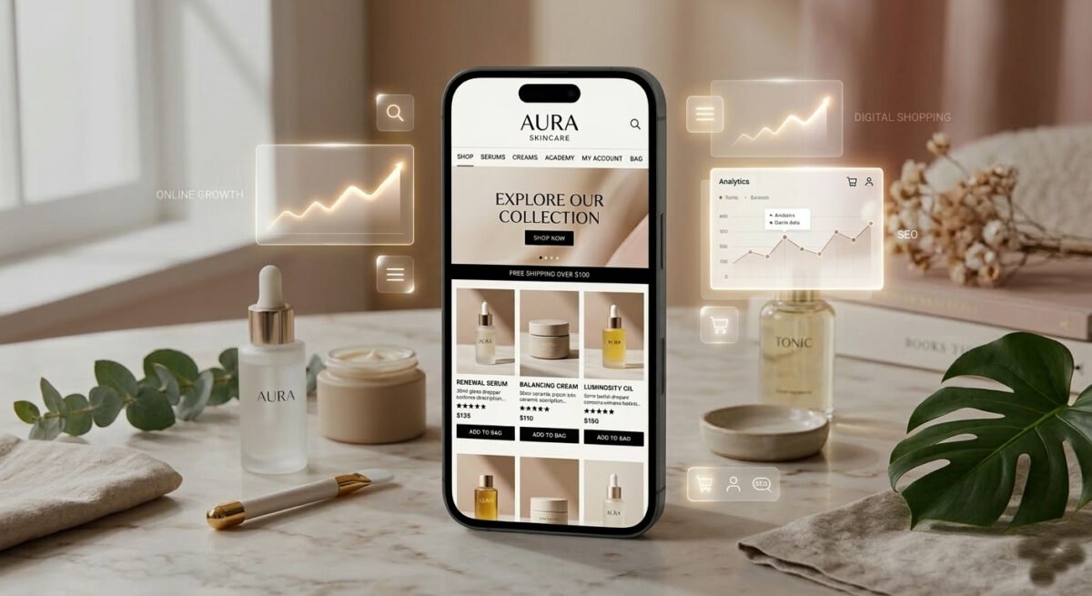 professional beauty website design for USA skincare and cosmetics brands