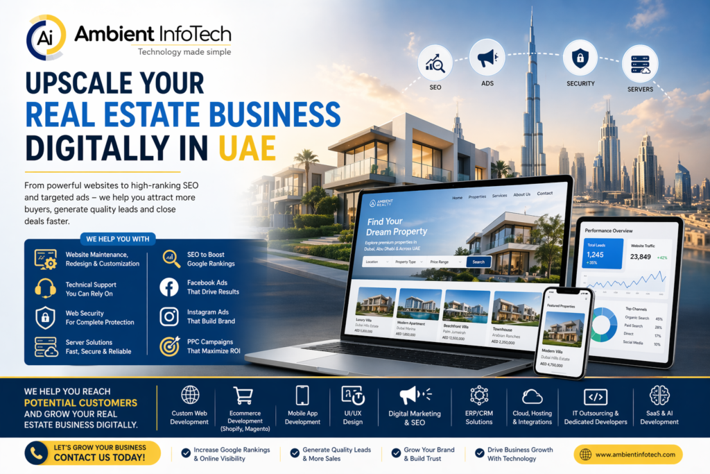 Digital transformation for real estate business in UAE with modern website and marketing tools