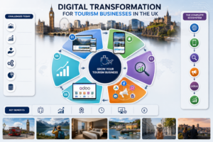 Digital transformation solutions for tourism businesses in the UK including website development, CRM, ERP, Odoo, AI, and mobile apps.
