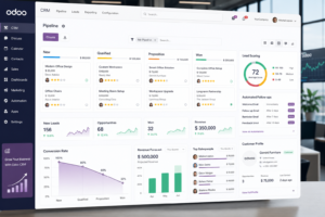 Odoo CRM improving lead conversion rate with automated sales pipeline and customer tracking system