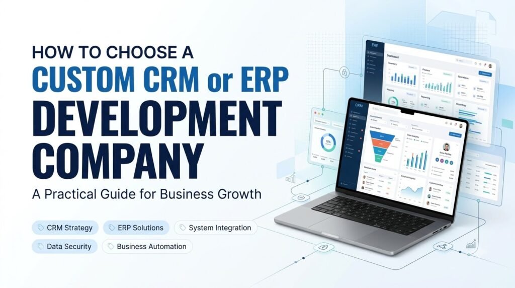 Custom CRM and ERP development dashboards for business management and automation