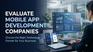 Evaluate mobile app development companies by comparing app interfaces, technical expertise, project portfolios, and business requirements.