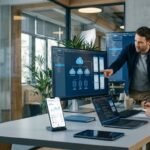 Skilled mobile app developers collaborating on scalable business application architecture
