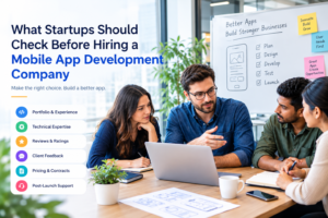 Startup founder evaluating a mobile app development team and project plan