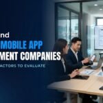 Business professionals evaluating a trusted mobile app development company and app project proposal