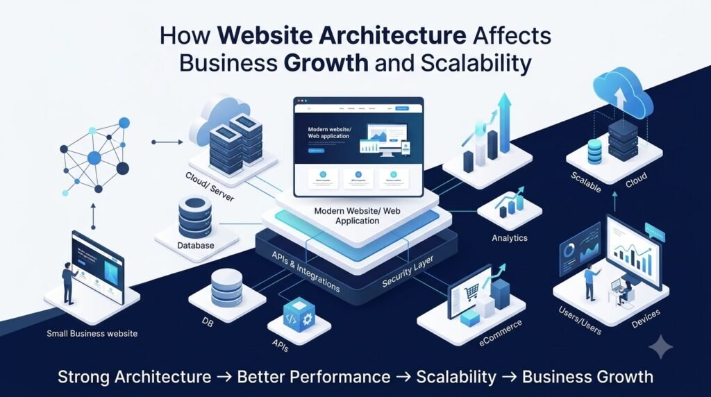 Website architecture showing how scalable web development supports business growth